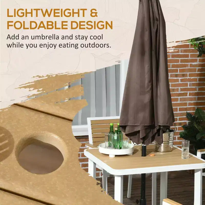 Ensemble repas d'extérieur 5 pièces pour 4 personnes, salon de jardin en rotin tressé, table et chaises de patio avec coussins, table carrée en métal