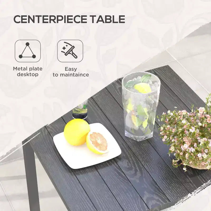 Ensemble repas d'extérieur 5 pièces pour 4 personnes, salon de jardin en rotin tressé, table et chaises de patio avec coussins, table carrée en métal