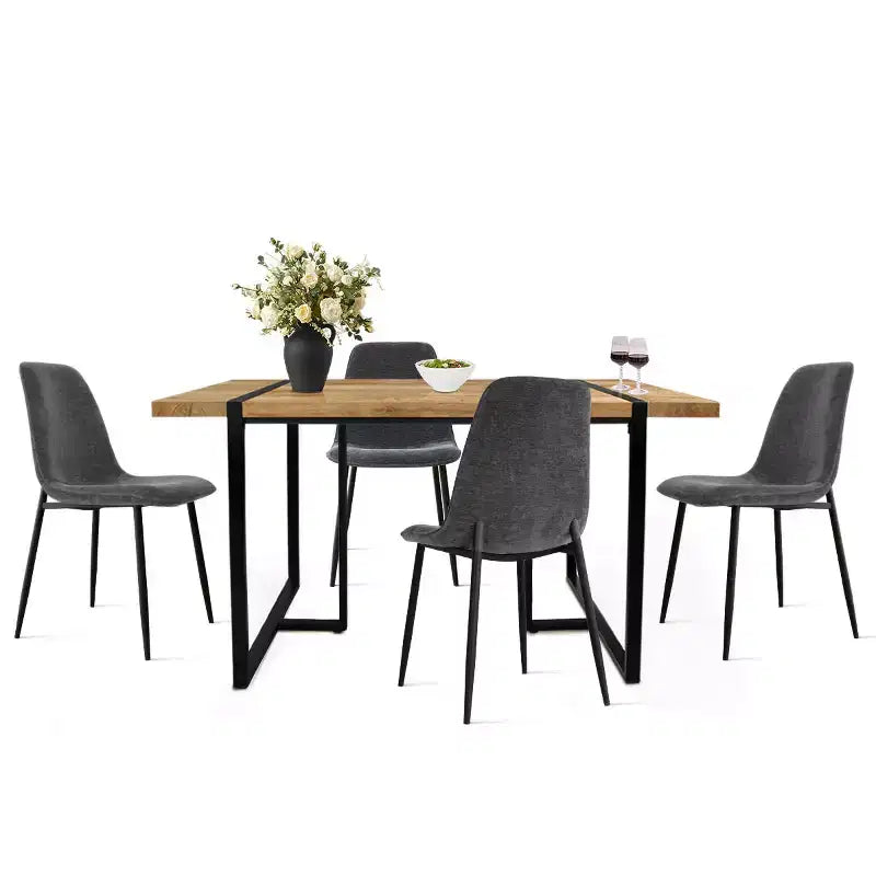 Ensemble de salle à manger moderne 5 pièces, table rectangulaire de 150 cm avec 4 chaises rembourrées, meubles pour petits espaces de cuisine et salle à manger - Panipeachy
