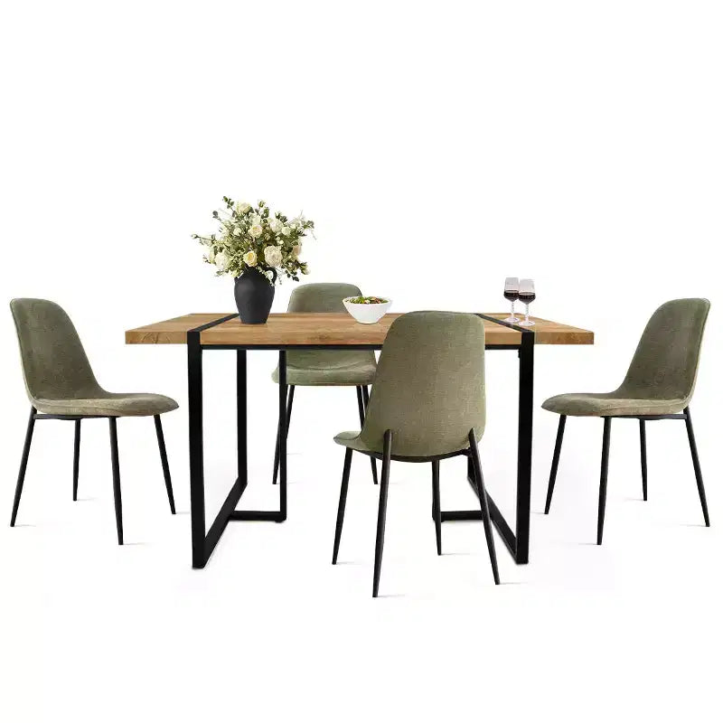 Ensemble de salle à manger moderne 5 pièces, table rectangulaire de 150 cm avec 4 chaises rembourrées, meubles pour petits espaces de cuisine et salle à manger - Panipeachy