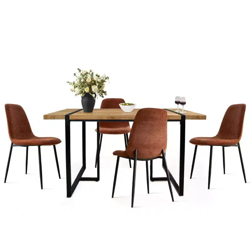 Ensemble de salle à manger moderne 5 pièces, table rectangulaire de 150 cm avec 4 chaises rembourrées, meubles pour petits espaces de cuisine et salle à manger - Panipeachy