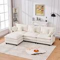 102 Modern Sectional Sofa with Ottoman, Double-Layer Cushions, Soft Fabric Cloud Sofa for Living Rooms, Apartments, or Lounges-Panipeachy