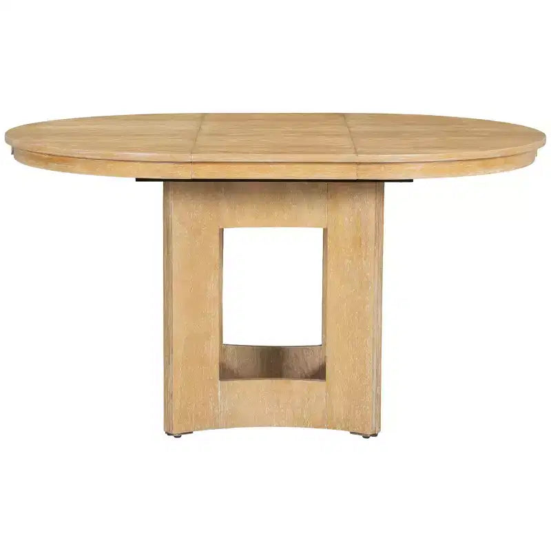 Ensemble de salle à manger ferme avec table ronde extensible pour 4 personnes, ensemble de table de cuisine 5 pièces avec rallonge amovible et 4 chaises rembourrées