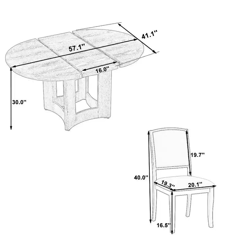 Ensemble de salle à manger ferme avec table ronde extensible pour 4 personnes, ensemble de table de cuisine 5 pièces avec rallonge amovible et 4 chaises rembourrées