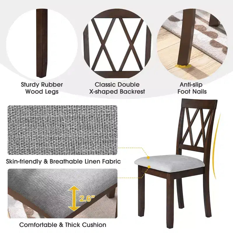 Ensemble de salle à manger GDFStudio Harlan avec table à abattants et 4 chaises rembourrées
