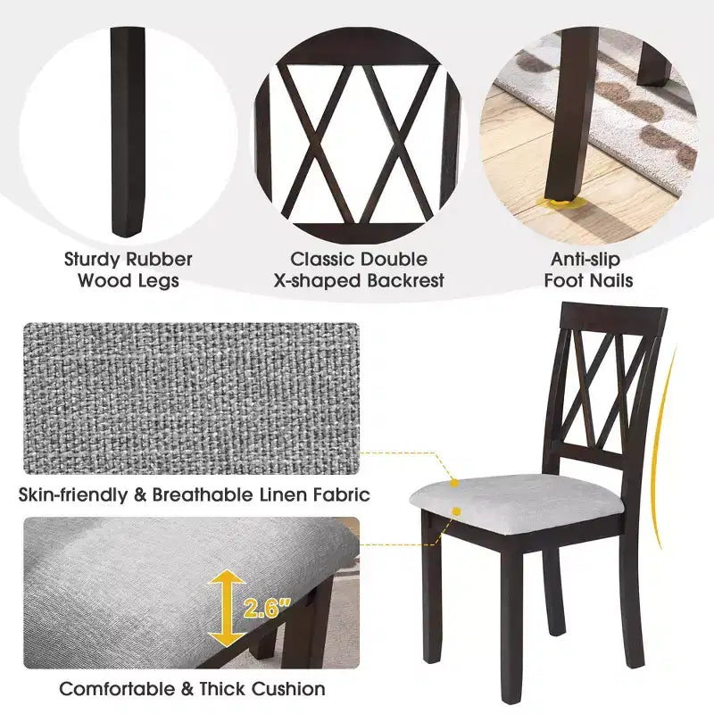 Ensemble de salle à manger GDFStudio Harlan avec table à abattants et 4 chaises rembourrées