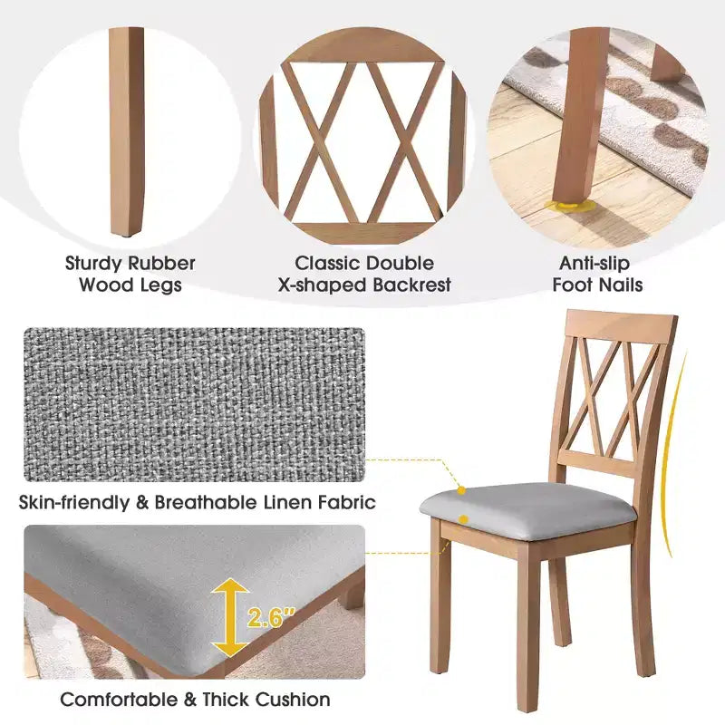 Ensemble de salle à manger GDFStudio Harlan avec table à abattants et 4 chaises rembourrées