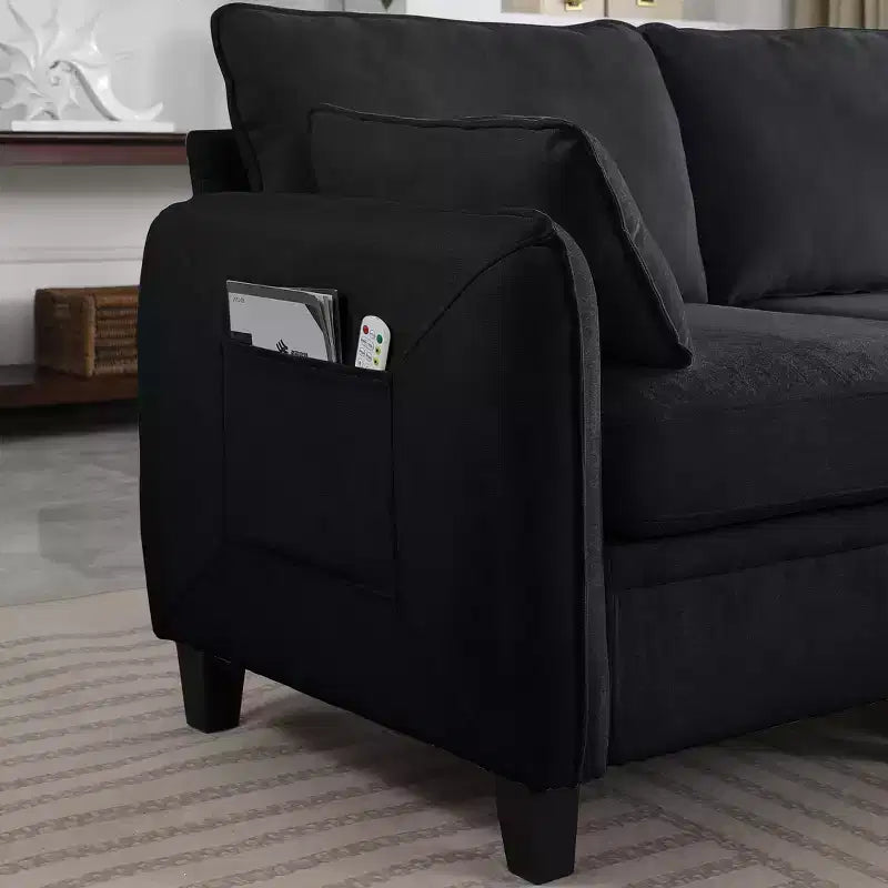 Canapé d'angle contemporain GDFStudio Lancelot 85 pouces en chenille avec pouf de rangement
