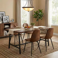 FurnitureR 5 Piece Dining Table Set with 4 Suede Chairs, MDF Wood Dining Table with Metal Legs, Modern Kitchen Dining Set for Dining Room or Apartment