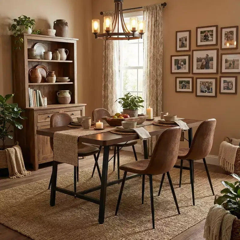 Ensemble table à manger 5 pièces FurnitureR avec 4 chaises en daim, table à manger en MDF avec pieds en métal, ensemble de salle à manger moderne pour salle à manger ou appartement