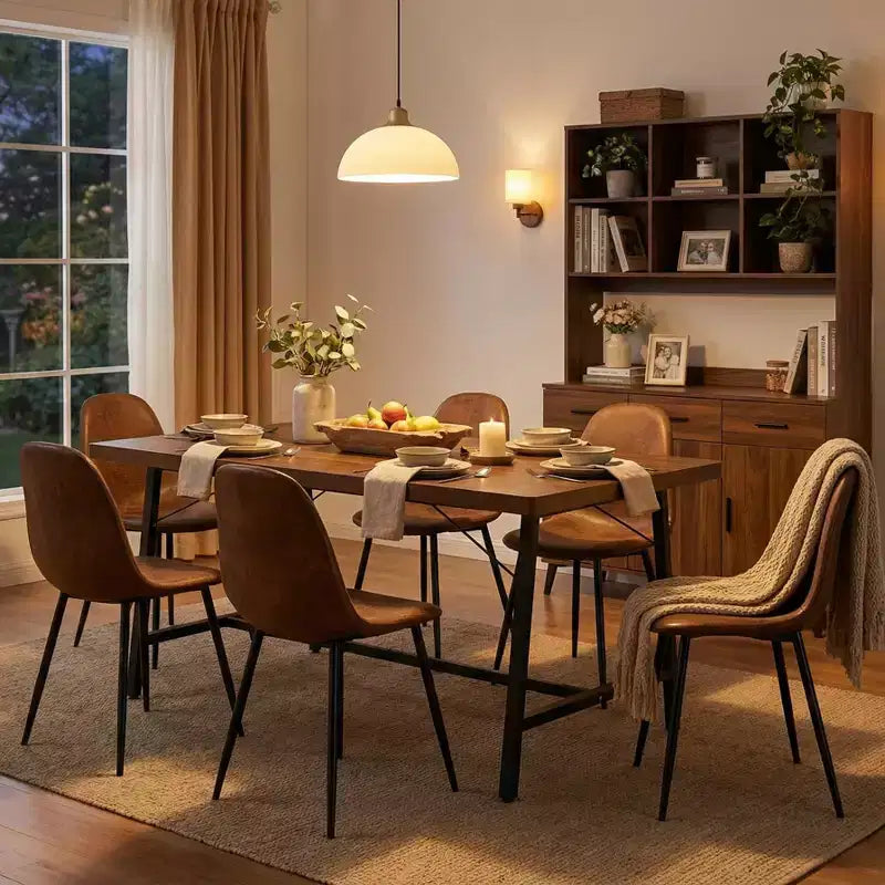 Ensemble table à manger 5 pièces FurnitureR avec 4 chaises en daim, table à manger en MDF avec pieds en métal, ensemble de salle à manger moderne pour salle à manger ou appartement