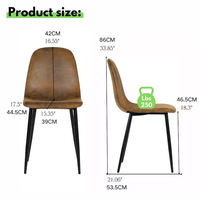Ensemble table à manger 5 pièces FurnitureR avec 4 chaises en daim, table à manger en MDF avec pieds en métal, ensemble de salle à manger moderne pour salle à manger ou appartement