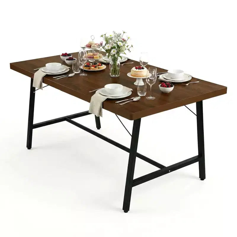 Ensemble table à manger 5 pièces FurnitureR avec 4 chaises en daim, table à manger en MDF avec pieds en métal, ensemble de salle à manger moderne pour salle à manger ou appartement