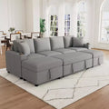 109.1 Sectional Sofa Convertible Pull-out Sofa Bed L-shaped Sofa with Movable Storage Ottoman