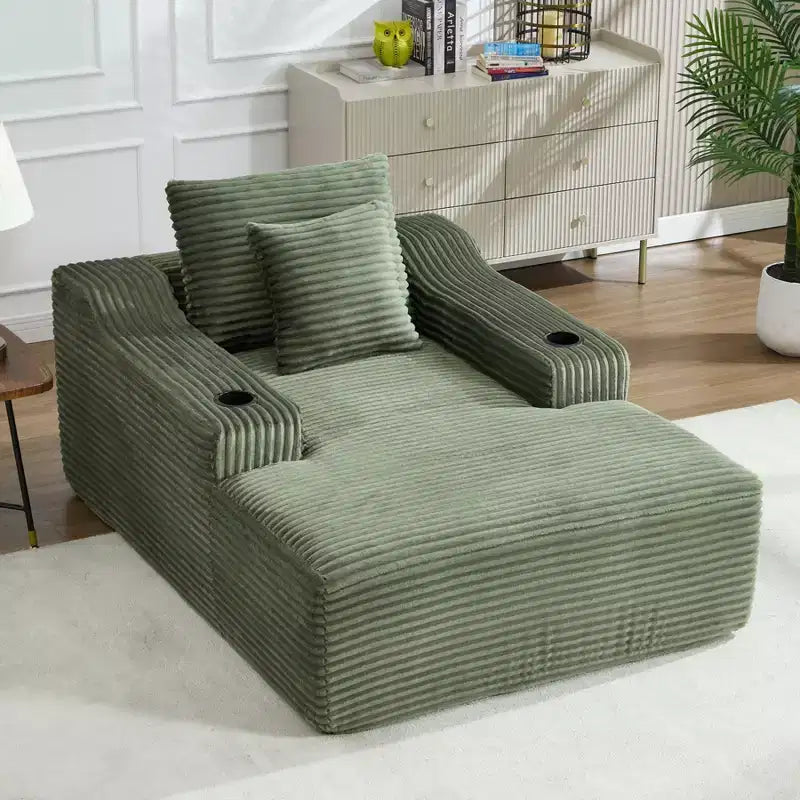Chaise longue de 170 cm, canapé-lit intérieur avec 2 oreillers, canapé simple sans armature pour salon, aucun assemblage requis