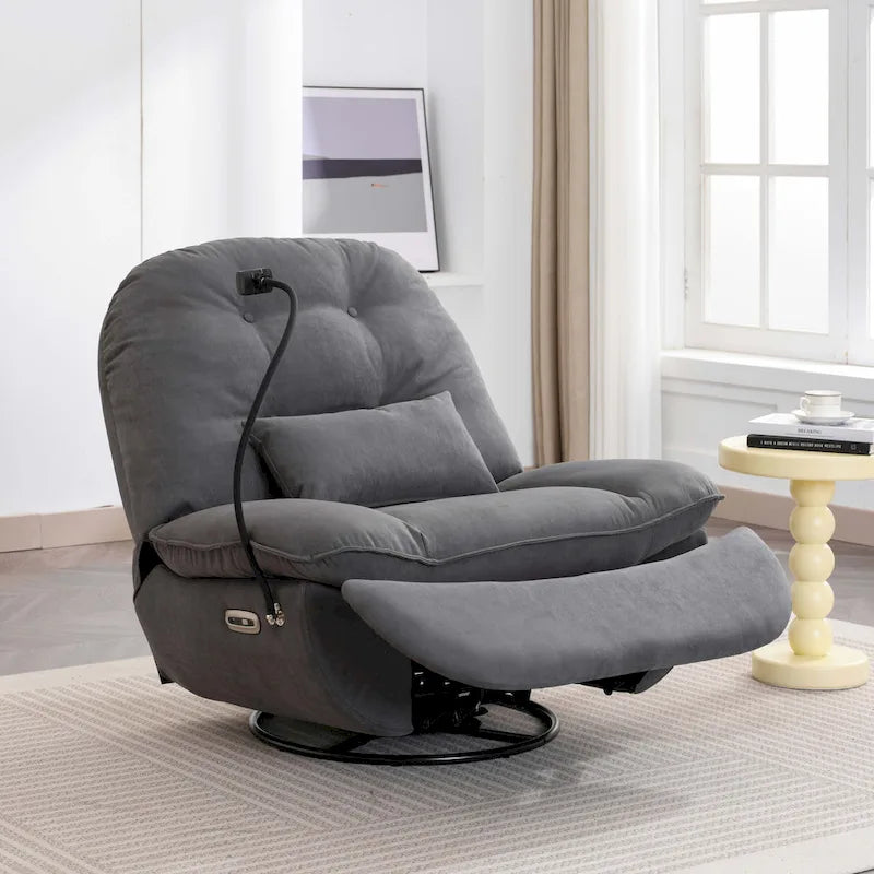 Fauteuil inclinable pivotant électrique avec chargeur USB et lecteur de musique Bluetooth