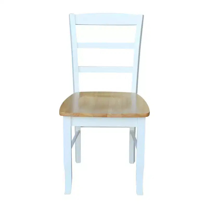 Ensemble de salle à manger 3 pièces avec table et 2 chaises à dossier échelle, blanc/naturel 鈥?International Concepts : bois massif, carrée, sans rallonge