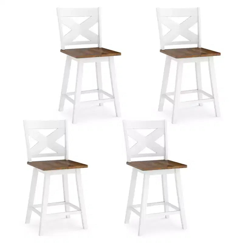 Lot de 4 tabourets de bar pivotants Costway 61 cm avec dossier et grand repose-pieds pour îlot de cuisine