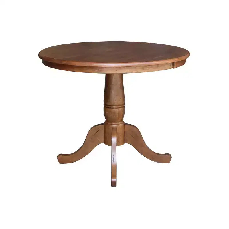 Tables de salle à manger 29,1 po plateau rond Carson sur pied, chêne vieilli
