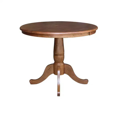 Tables de salle à manger 29,1 po plateau rond Carson sur pied, chêne vieilli