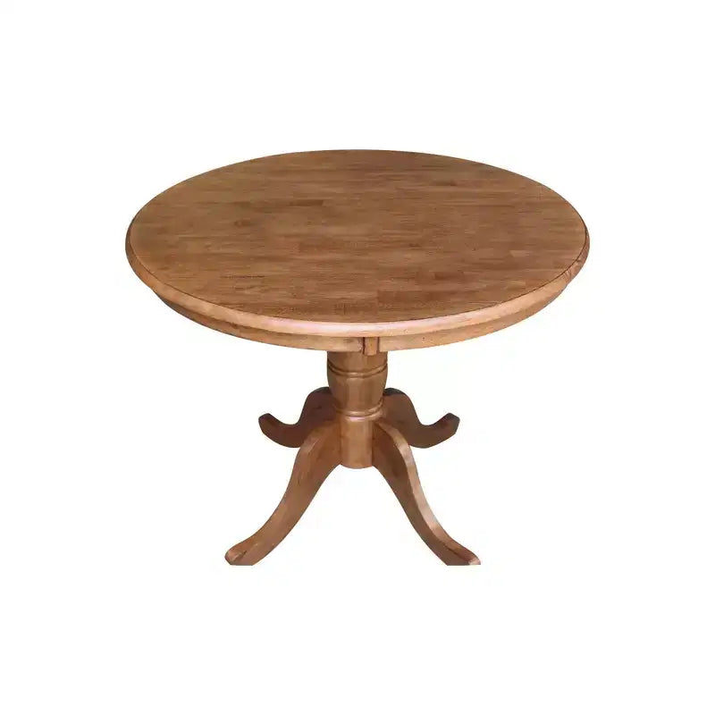 Tables de salle à manger 29,1 po plateau rond Carson sur pied, chêne vieilli