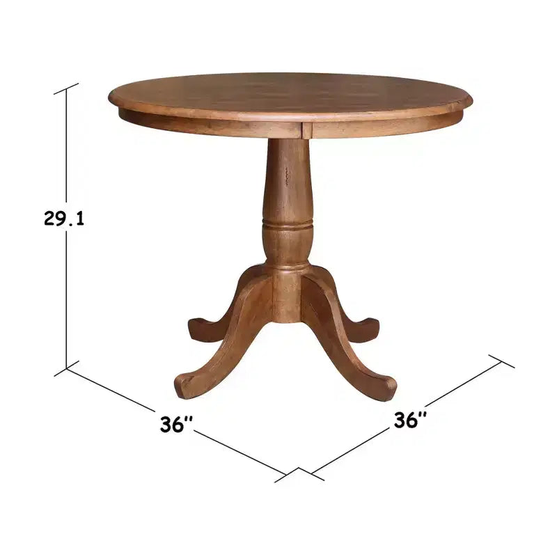 Tables de salle à manger 29,1 po plateau rond Carson sur pied, chêne vieilli