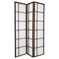 Oriental Furniture 6 ft. Tall Double Cross Shoji Screen - Walnut (3 Panels): Oriental Furniture Hardwood Folding Divider