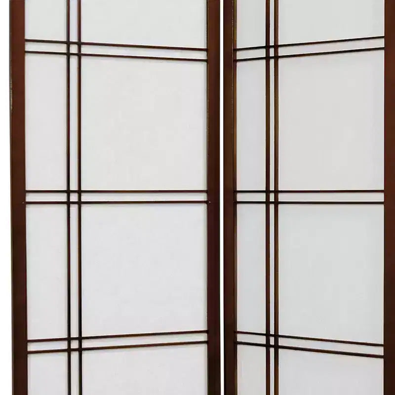 Oriental Furniture Paravent Shoji Pliant en Noyer, 1,83 m de haut, Double Croix (3 Panneaux) : Séparateur pliant en bois dur Oriental Furniture