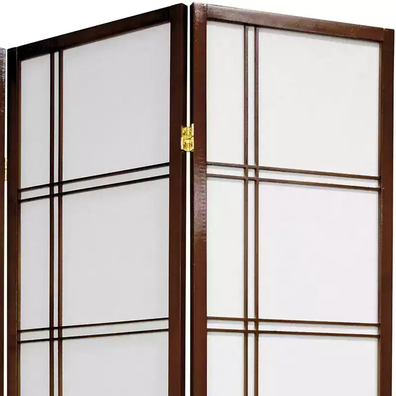 Oriental Furniture Paravent Shoji Pliant en Noyer, 1,83 m de haut, Double Croix (3 Panneaux) : Séparateur pliant en bois dur Oriental Furniture