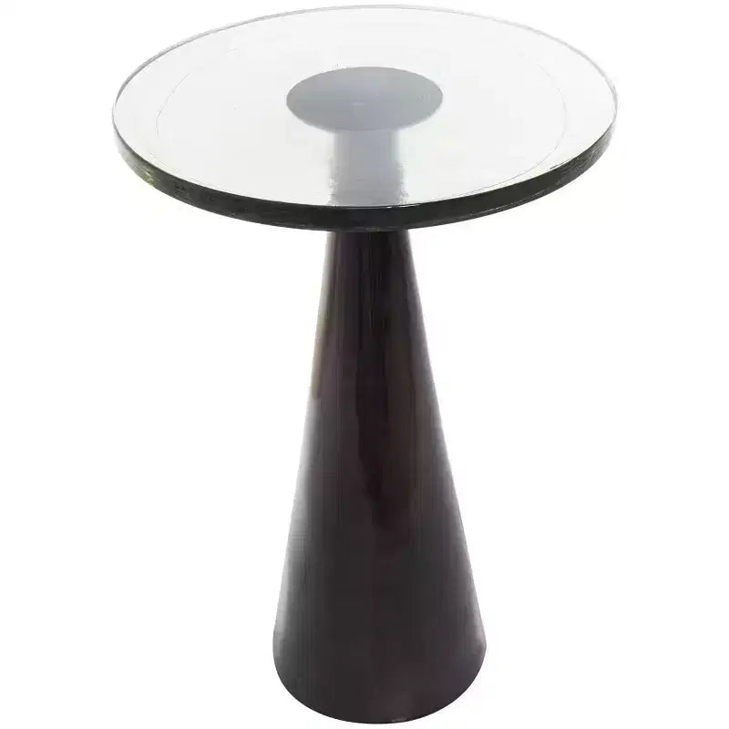 Table d'appoint cône géométrique en aluminium avec plateau en verre texturé 24 po