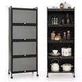 Meuble de cuisine à 5 niveaux Costway avec étagère de rangement, chariot à micro-ondes mobile et portes relevables (blanc/noir/gris/vert)