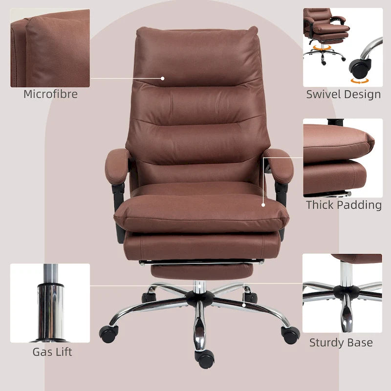 Fauteuil de bureau massant inclinable avec chauffage et vibrations | Microfibre | Blanc crème