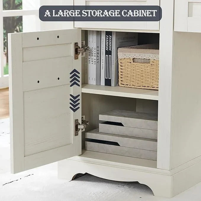 Bureau de direction en L style maison de campagne 60, bureau d'angle en bois, bureau d'ordinateur