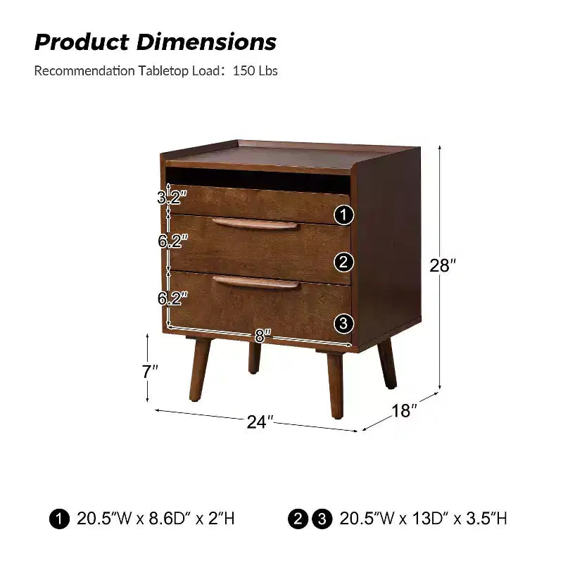 Lot de 2 tables d'appoint Janet à 3 tiroirs avec station de charge | KARAT HOME