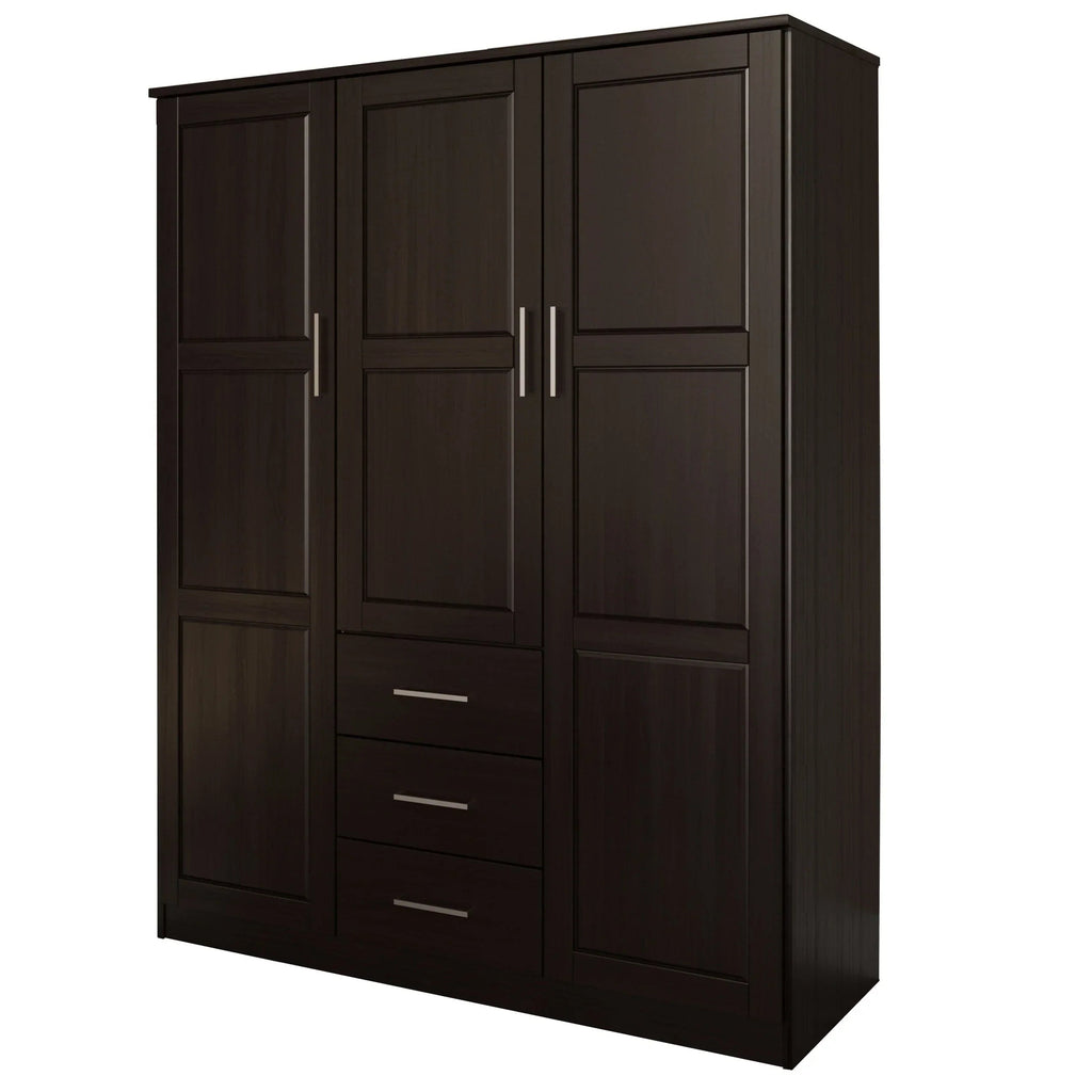 Palace Imports Armoire Cosmo 3 portes 100 % bois massif avec portes en bois massif ou portes miroir