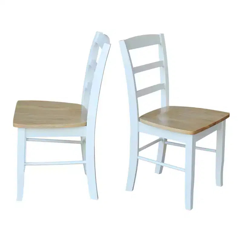 Ensemble de salle à manger 3 pièces avec table et 2 chaises à dossier échelle, blanc/naturel 鈥?International Concepts : bois massif, carrée, sans rallonge