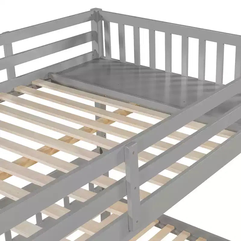 Lit superposé Triple (grand lit en haut, lits jumeaux en bas) avec 2 tiroirs de rangement, en bois, peut être séparé en 3 lits individuels