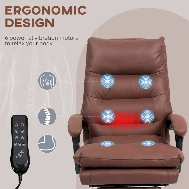 Fauteuil de bureau massant inclinable avec chauffage et vibrations | Microfibre | Blanc crème