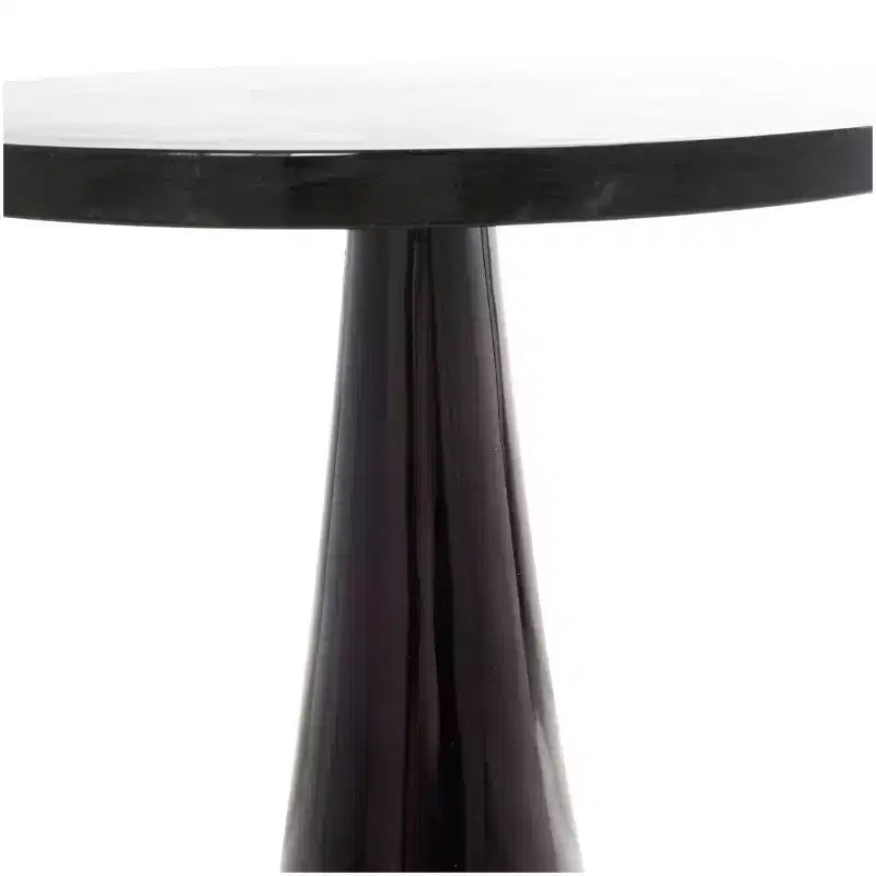 Table d'appoint cône géométrique en aluminium avec plateau en verre texturé 24 po