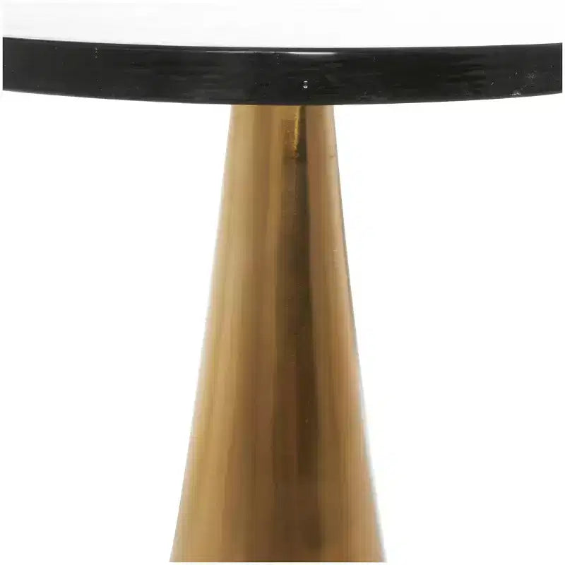 Table d'appoint cône géométrique en aluminium avec plateau en verre texturé 24 po