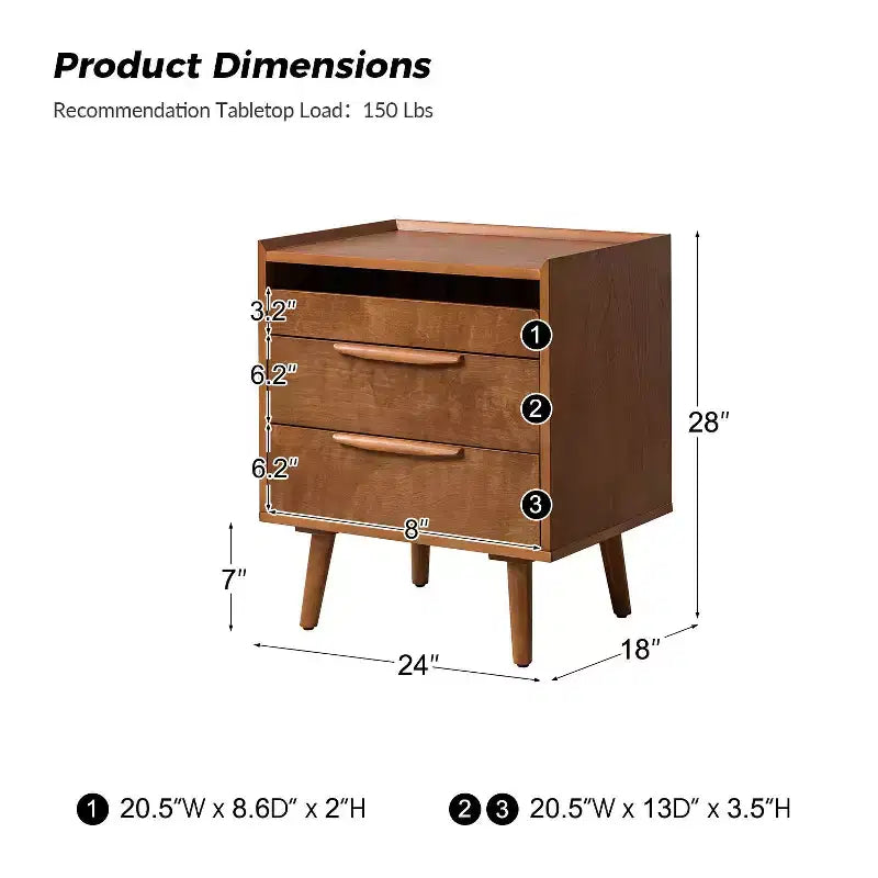 Lot de 2 tables d'appoint Janet à 3 tiroirs avec station de charge | KARAT HOME