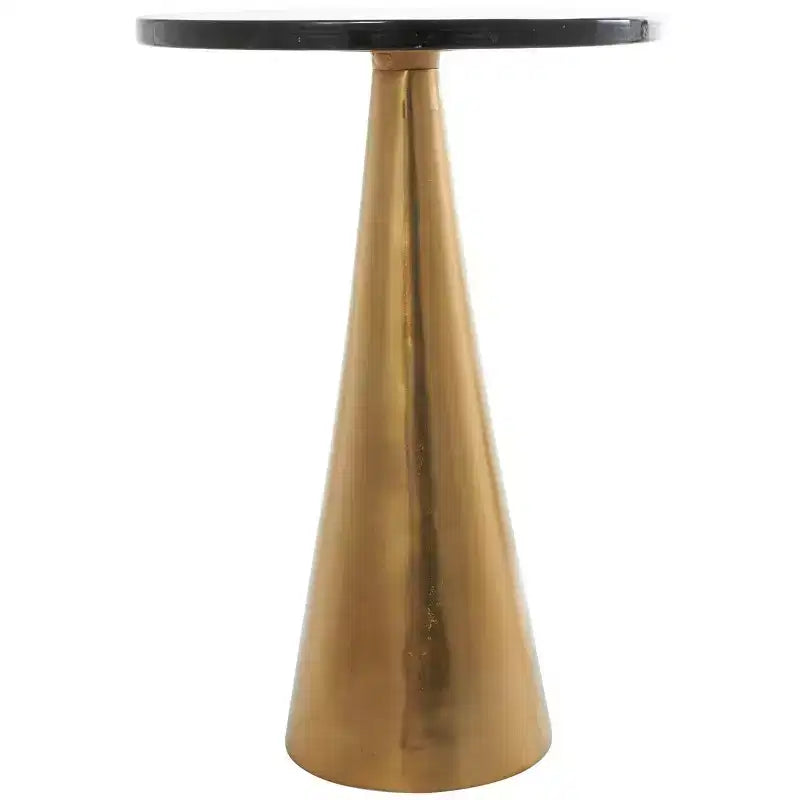 Table d'appoint cône géométrique en aluminium avec plateau en verre texturé 24 po