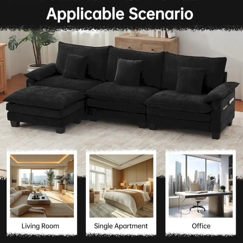 Canapé sectionnel modulaire - Canapé-lit sectionnel convertible avec méridienne pour appartement