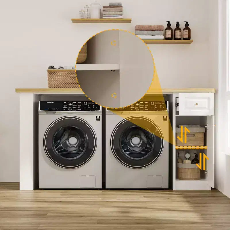 82.6'' Plan de travail pour buanderie avec étagère réglable et tiroir, plan de travail pour lave-linge sèche-linge pour buanderie