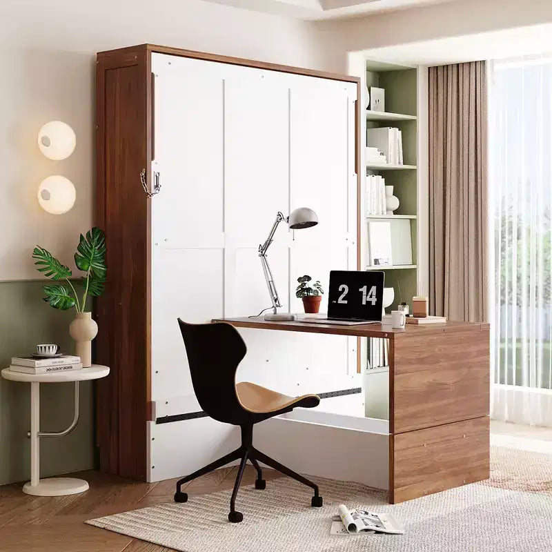 Lit escamotable pleine grandeur, lit mural en bois pleine armoire avec bureau pliable, lit mural pliant pour chambre d'amis/bureau