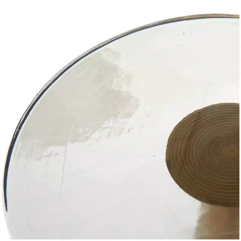 Table d'appoint cône géométrique en aluminium avec plateau en verre texturé 24 po