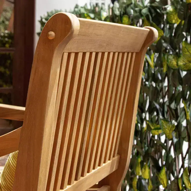 Chaise de salle à manger d'extérieur Sonoma Lane Rockport en bois de teck beige - Résistante aux intempéries avec coussin en mousse