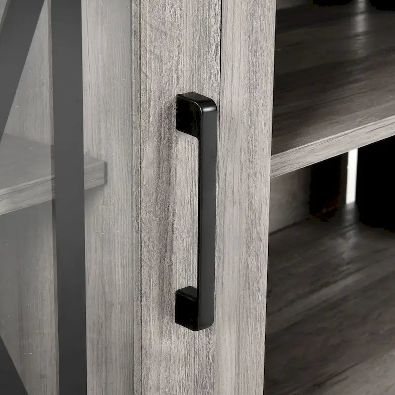 Meuble TV haut 2 portes avec lumières LED Moasis de 59 pouces pour téléviseurs jusqu'à 70 pouces