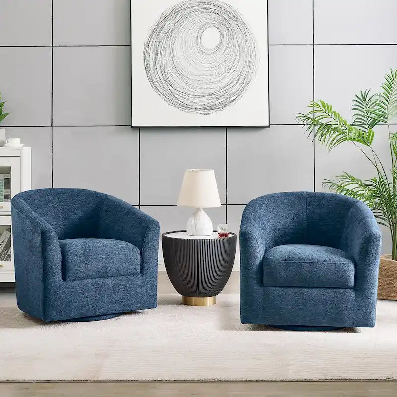 Lot de 2 fauteuils crapauds modernes rembourrés Cuenca avec base pivotante