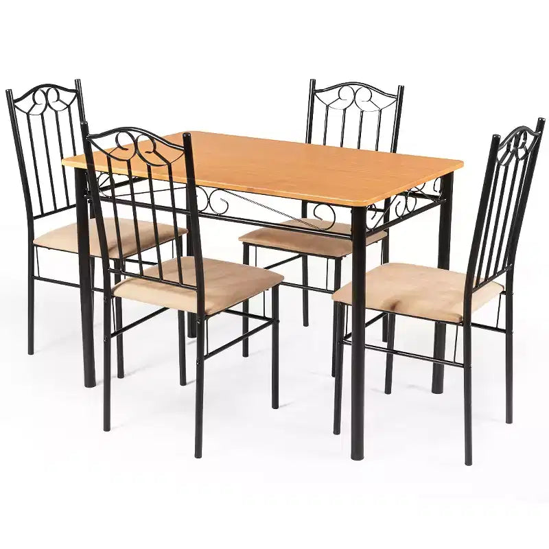 Ensemble de salle à manger Costway 5 pièces, table de 30 po en bois et métal avec 4 chaises rembourrées pour cuisine ou coin-repas